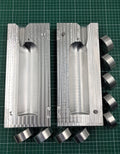 CNC machined 2" deep drop lead mold with interchangeable inserts : 1lb to 10lb