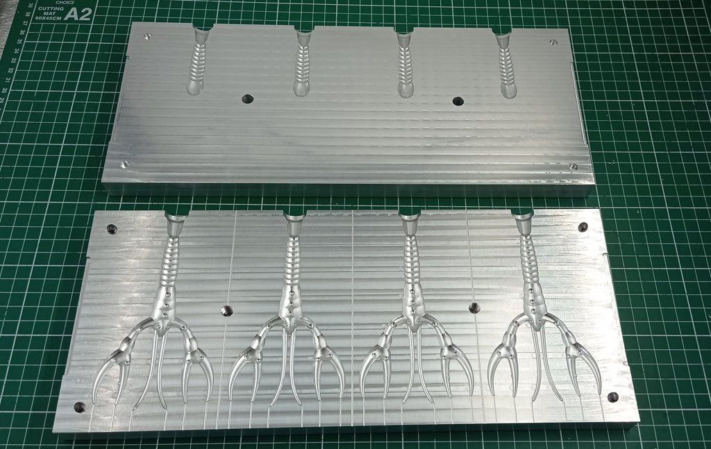 4.5" Crawfish Soft Plastic Lure Mold – 4 Cavity CNC Machined 6082 Aluminum Injection Mold