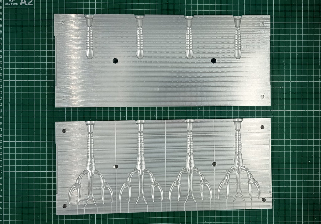4.5" Crawfish Soft Plastic Lure Mold – 4 Cavity CNC Machined 6082 Aluminum Injection Mold