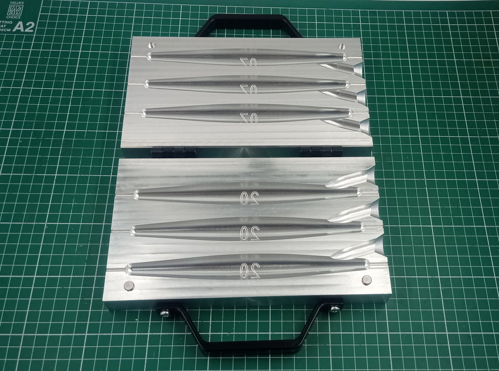 CNC machined aluminum three cavity 20oz Trolling sinker fishing mold