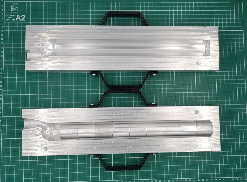 CNC machined 1.5" deep drop lead mold with interchangeable inserts : 1lb to 10lb