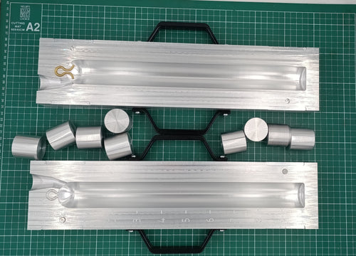 CNC machined 1.5" deep drop lead mold with interchangeable inserts : 1lb to 10lb
