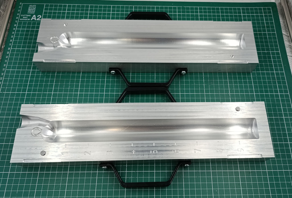 CNC machined 1.5" deep drop lead mold with interchangeable inserts : 1lb to 10lb