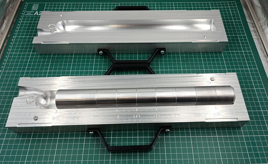 CNC machined 1.5" deep drop lead mold with interchangeable inserts : 1lb to 10lb