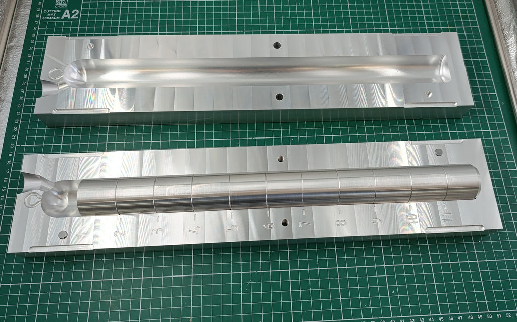 1.5" deep drop lead mold with interchangeable inserts : 1lb to 12lb CNC machined