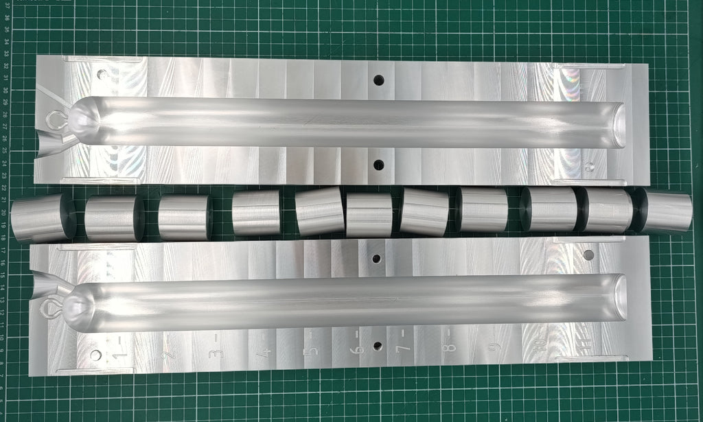 1.5" deep drop lead mold with interchangeable inserts : 1lb to 12lb CNC machined