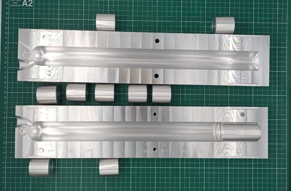 1.5" deep drop lead mold with interchangeable inserts : 1lb to 12lb CNC machined