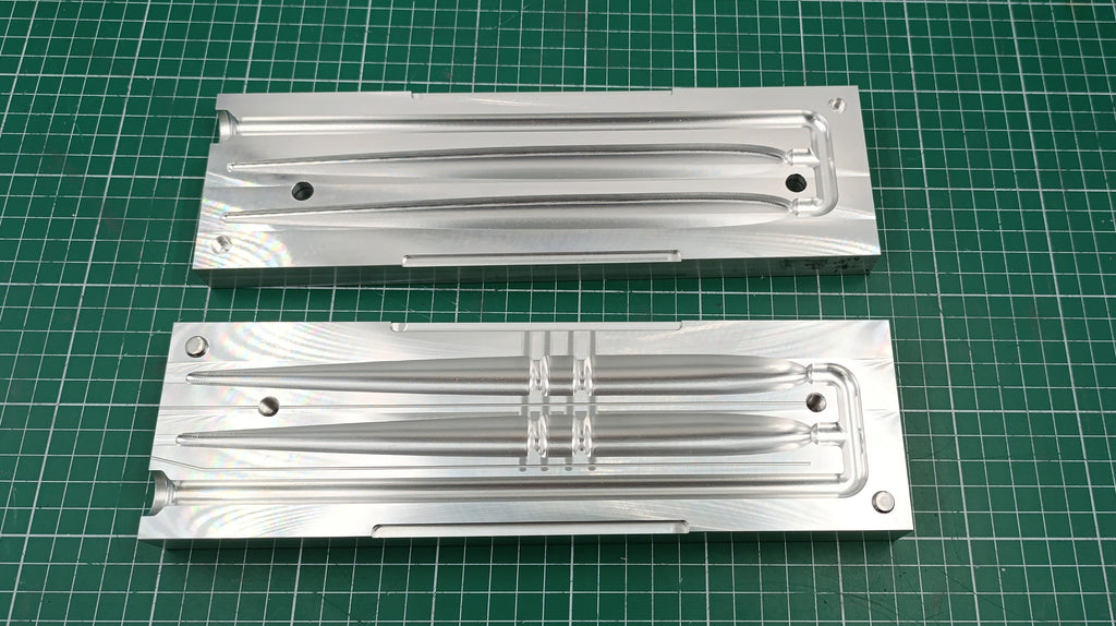 CNC machined two cavity 9 inch slug go lure aluminum mold