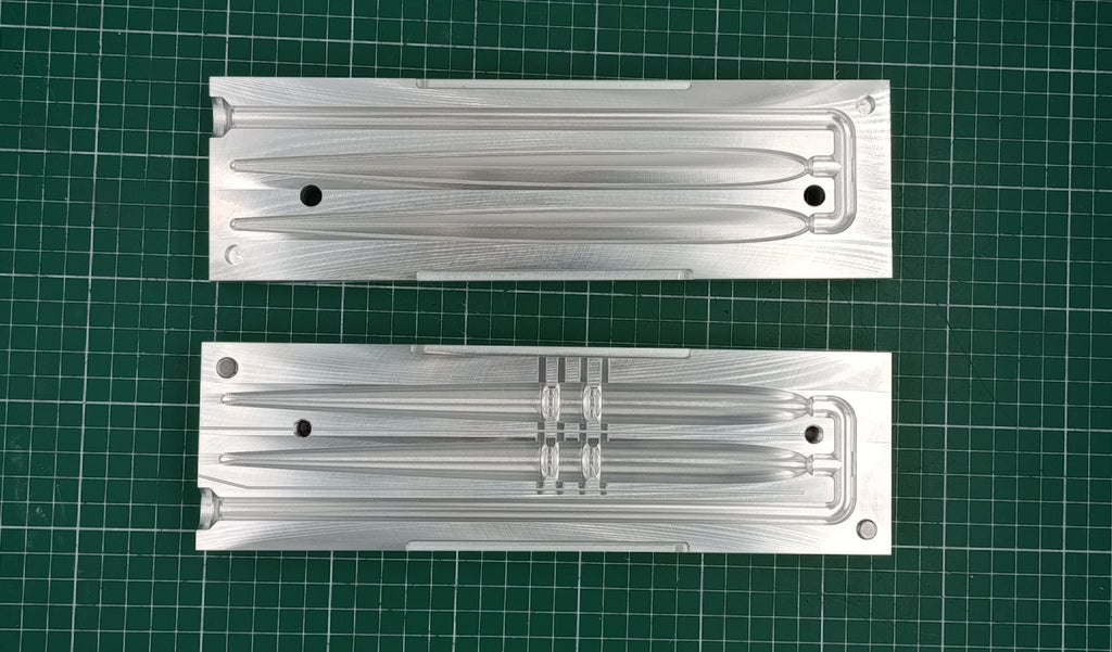 CNC machined two cavity 9 inch slug go lure aluminum mold