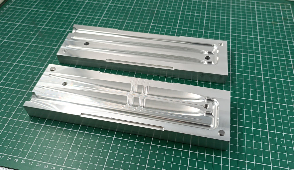 CNC machined two cavity 9 inch slug go lure aluminum mold