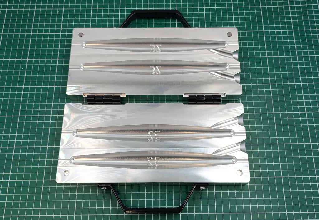 CNC machined 2 cavity 32oz Trolling sinker aluminum fishing mold