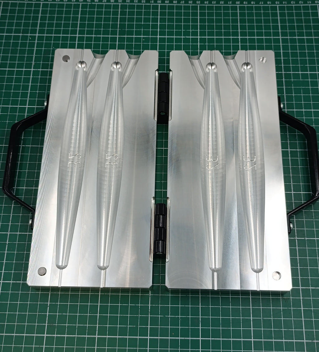 CNC machined 2 cavity 32oz Trolling sinker aluminum fishing mold