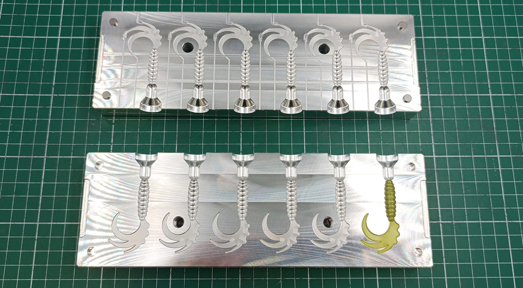 2" Fire Tail Grub Twister Lure CNC machined aluminum fishing mold