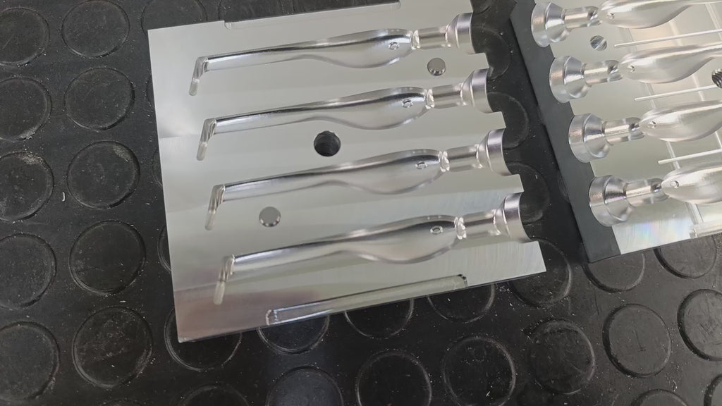 CNC Machined Aluminum 4 Cavity Mold for 3 inch Twitching Shad Lures