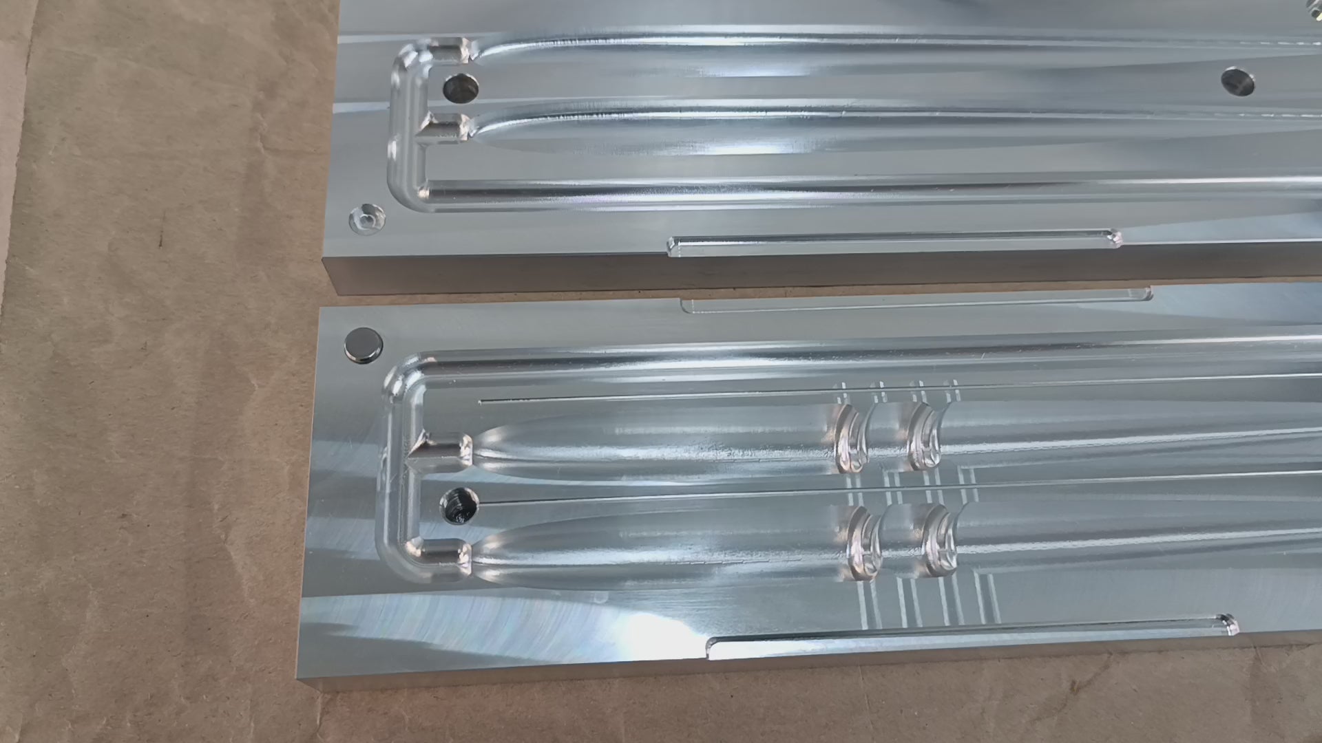 CNC machined two cavity 9 inch slug go lure aluminum mold